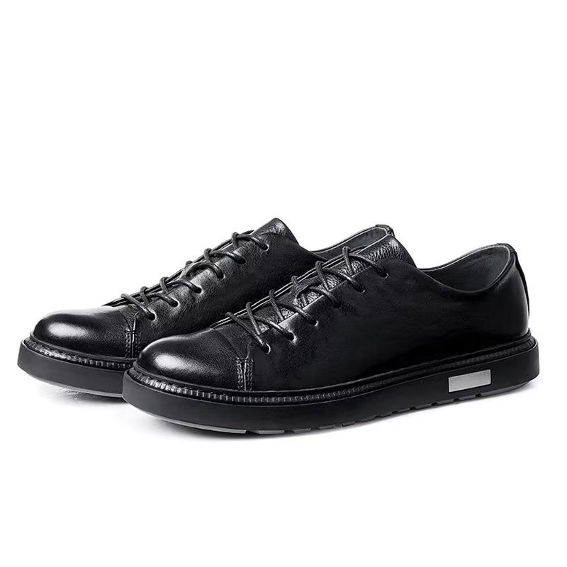 Ailadun Men Sapatos Casuais Dedo Do Pé Redondo Elegante Lace-up - Preto