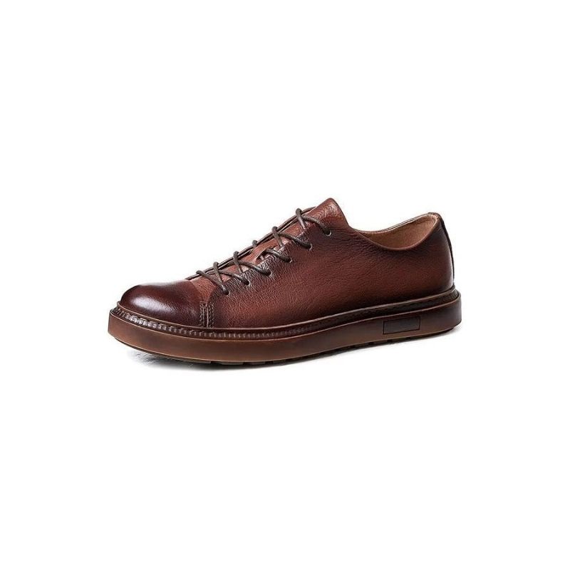 Ailadun Men Sapatos Casuais Dedo Do Pé Redondo Elegante Lace-up - Marrom