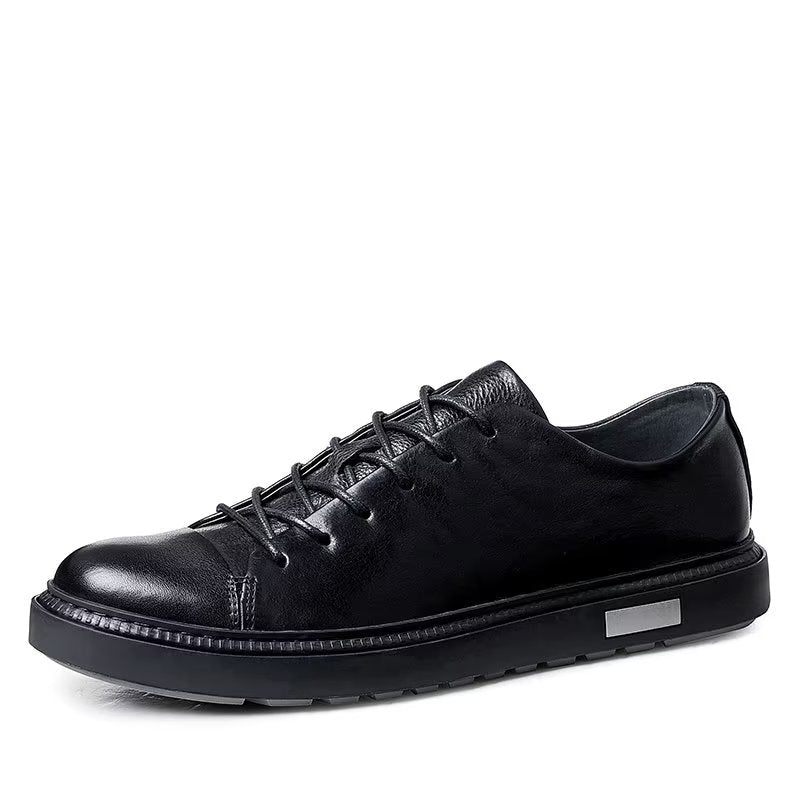 Ailadun Men Sapatos Casuais Dedo Do Pé Redondo Elegante Lace-up - Preto