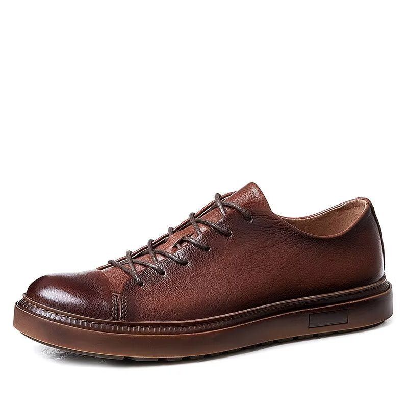 Ailadun Men Sapatos Casuais Dedo Do Pé Redondo Elegante Lace-up - Marrom