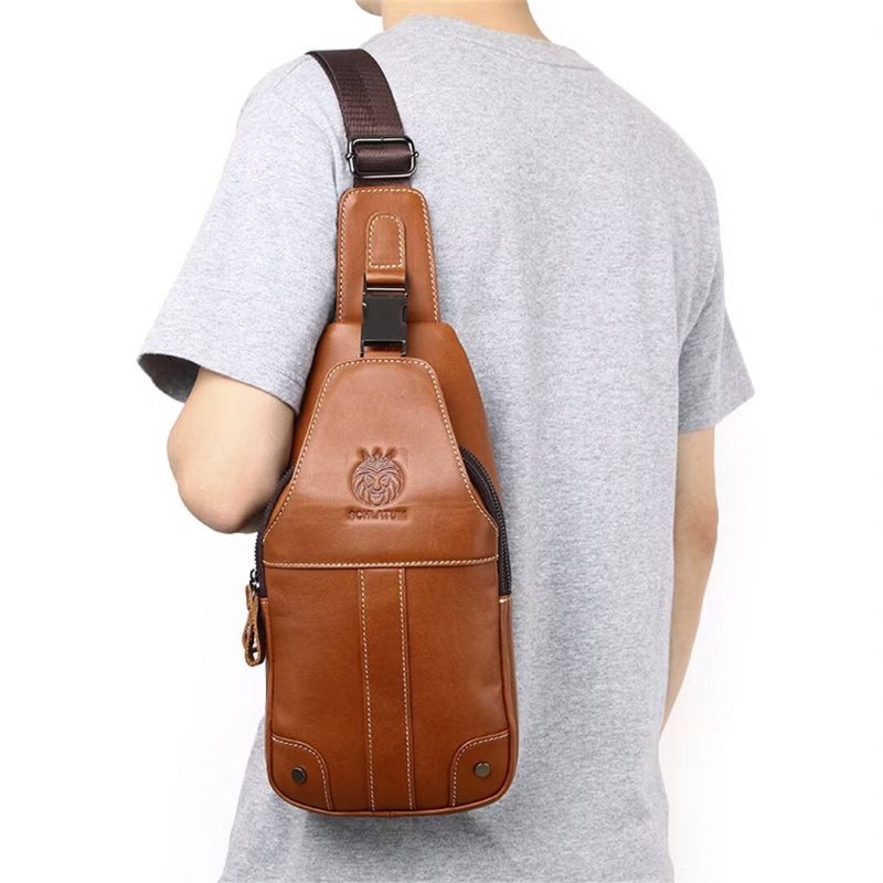 Bolsa Ombro Masculina Atemporal Em Couro Vaca Liso - Preto