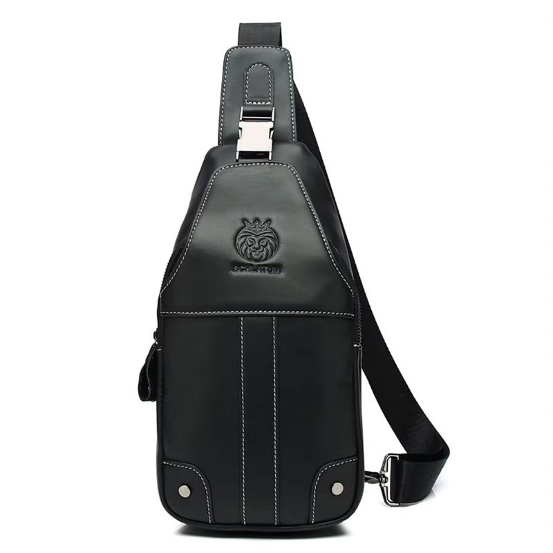 Bolsa Ombro Masculina Atemporal Em Couro Vaca Liso - Preto