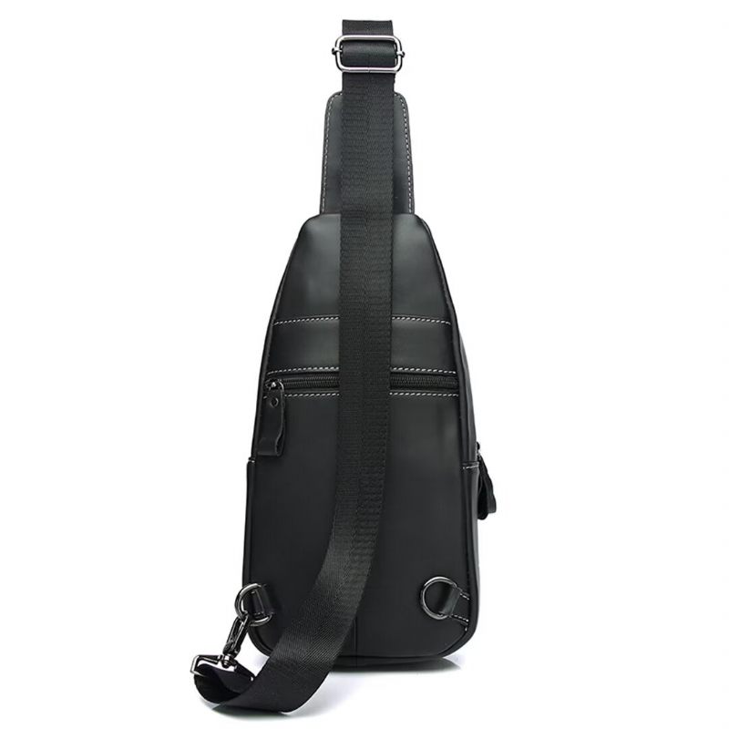 Bolsa Ombro Masculina Atemporal Em Couro Vaca Liso - Preto