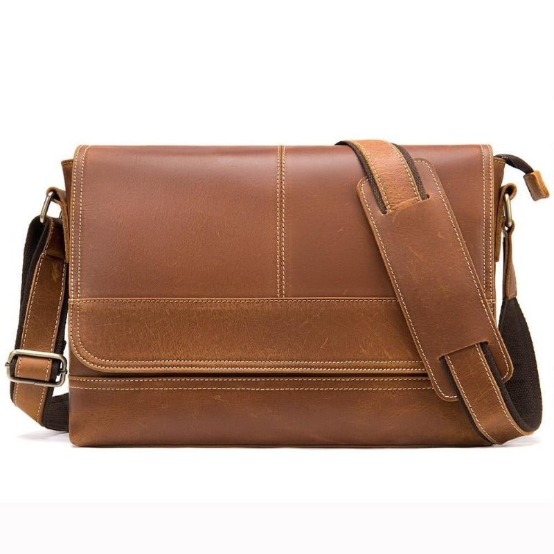 Bolsa Ombro Masculina Chique Com Fecho Capa Mensageiro Crossbody - Café