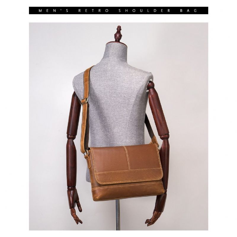 Bolsa Ombro Masculina Chique Com Fecho Capa Mensageiro Crossbody - Café