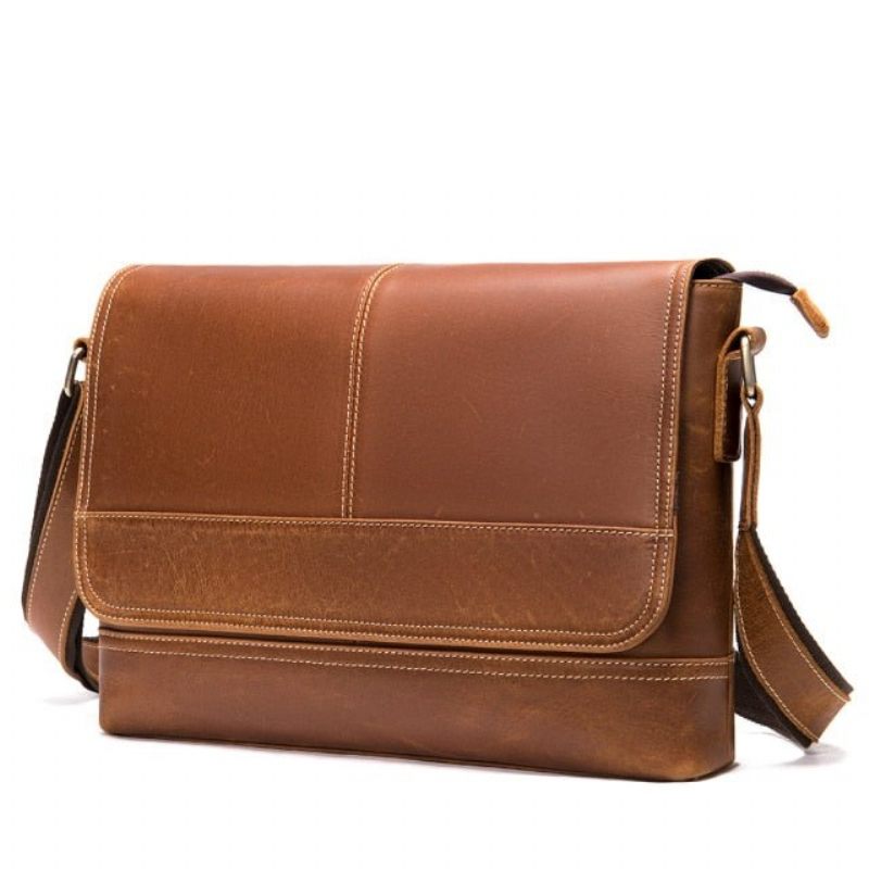 Bolsa Ombro Masculina Chique Com Fecho Capa Mensageiro Crossbody - Café