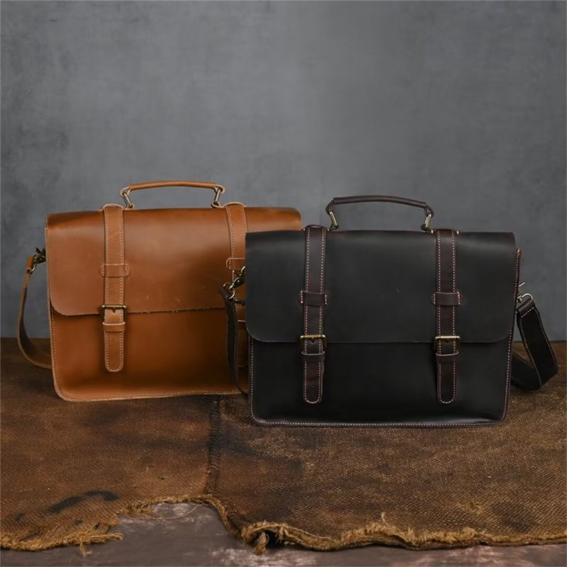 Bolsa Ombro Masculina Chique Executiva Couro Jacaré - Preto