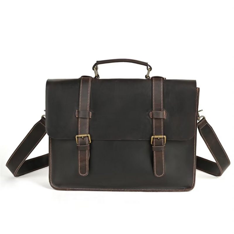 Bolsa Ombro Masculina Chique Executiva Couro Jacaré - Preto