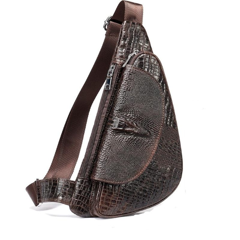 Bolsa Ombro Masculina Chique Tipo Sela Couro Crocodilo