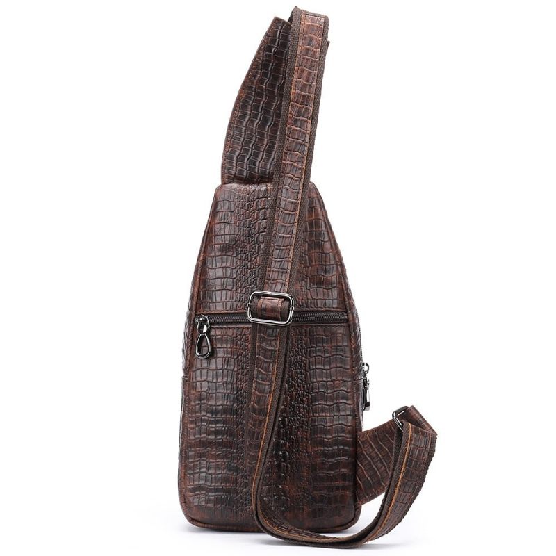 Bolsa Ombro Masculina Com Estampa Crocodilo Mensageiro - Café