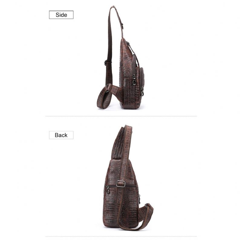 Bolsa Ombro Masculina Com Estampa Crocodilo Mensageiro - Café