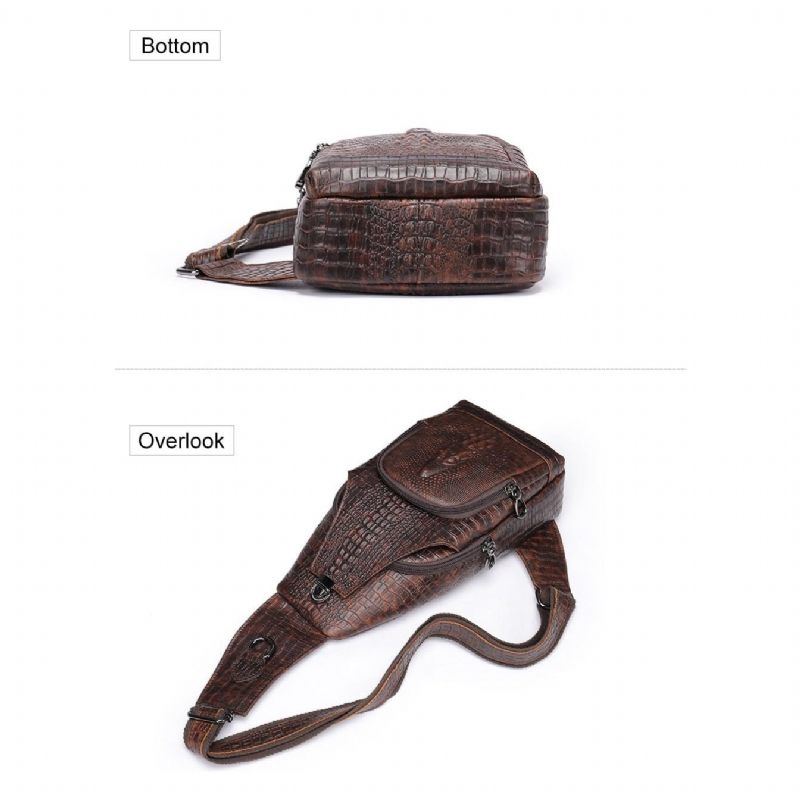 Bolsa Ombro Masculina Com Estampa Crocodilo Mensageiro - Café