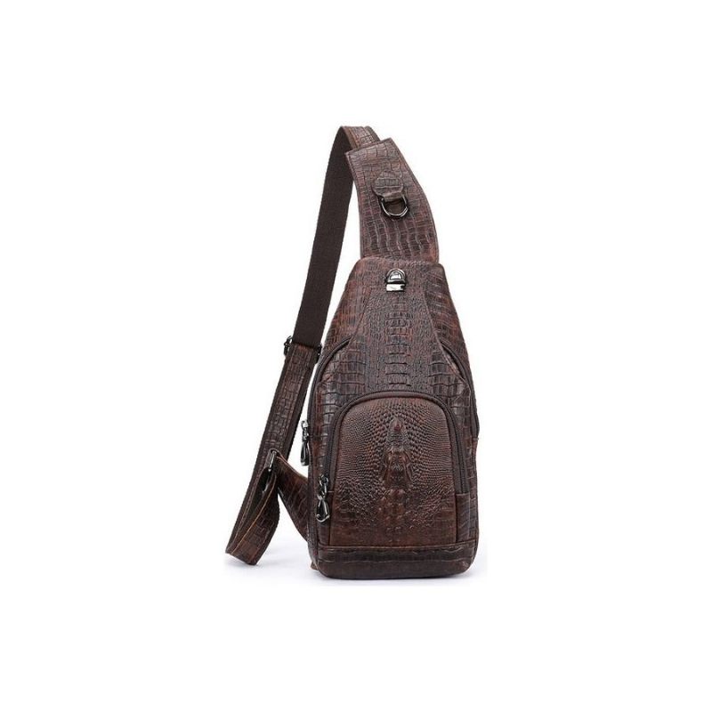 Bolsa Ombro Masculina Com Estampa Crocodilo Mensageiro - Café