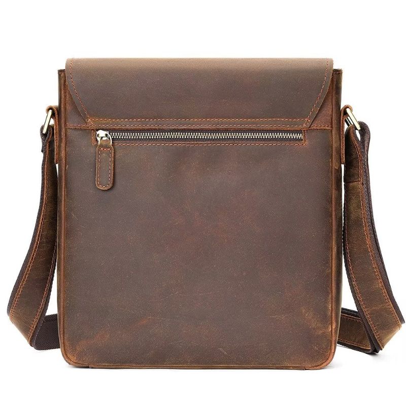 Bolsa Ombro Masculina Com Zíper Crossbody - Marrom