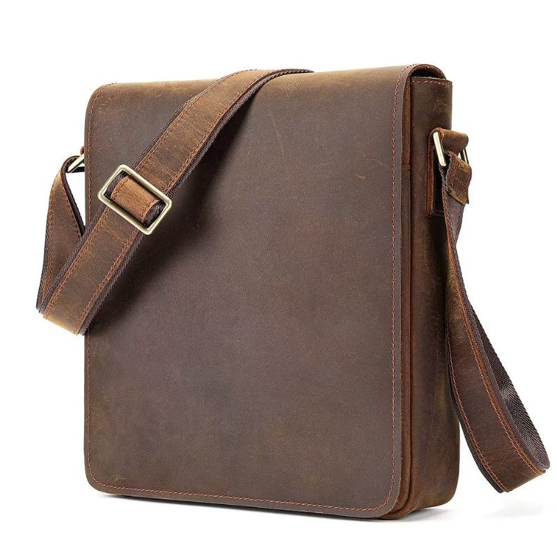 Bolsa Ombro Masculina Com Zíper Crossbody - Marrom