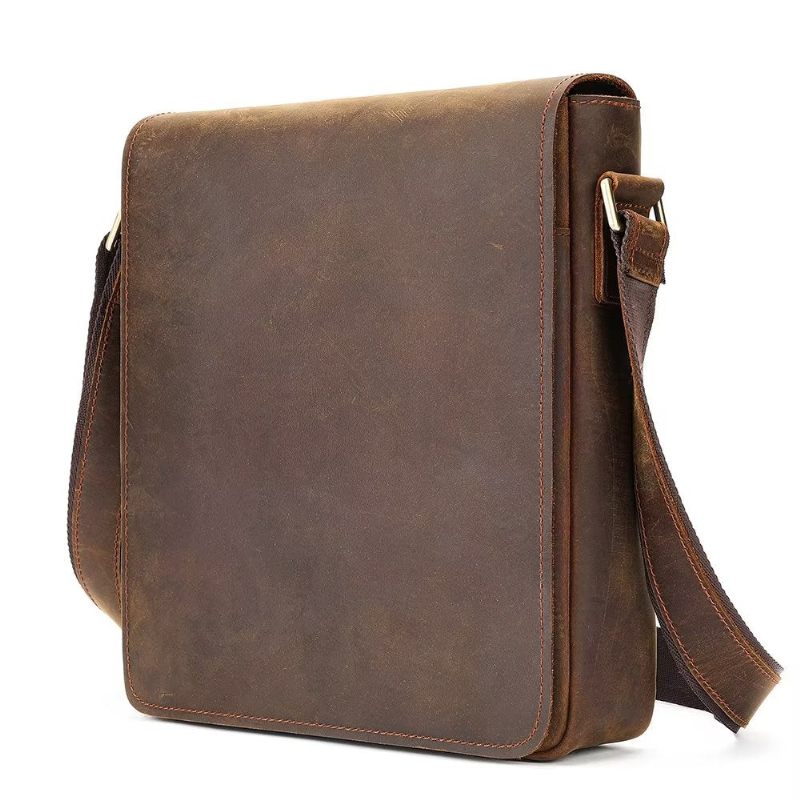 Bolsa Ombro Masculina Com Zíper Crossbody - Marrom