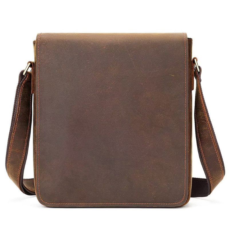 Bolsa Ombro Masculina Com Zíper Crossbody - Marrom