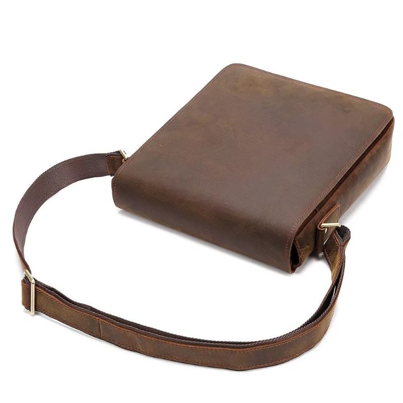 Bolsa Ombro Masculina Com Zíper Crossbody - Marrom