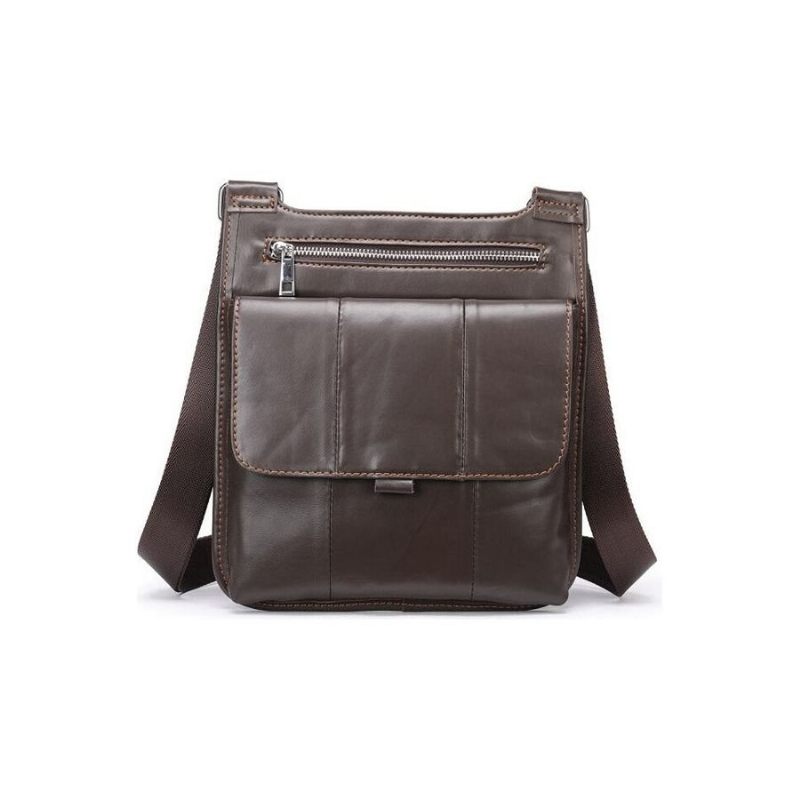 Bolsa Ombro Masculina Com Zíper E Mensageiro Crossbody - Café