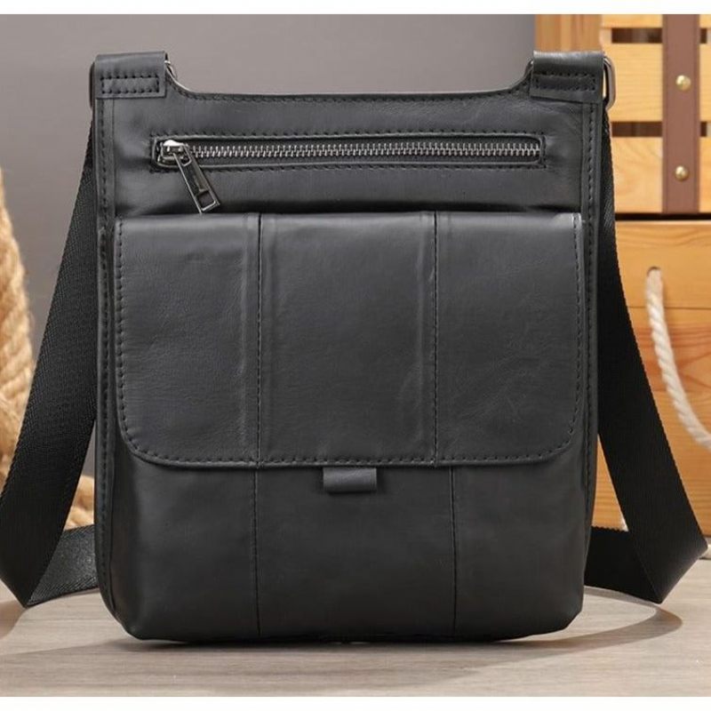 Bolsa Ombro Masculina Com Zíper E Mensageiro Crossbody - Preto