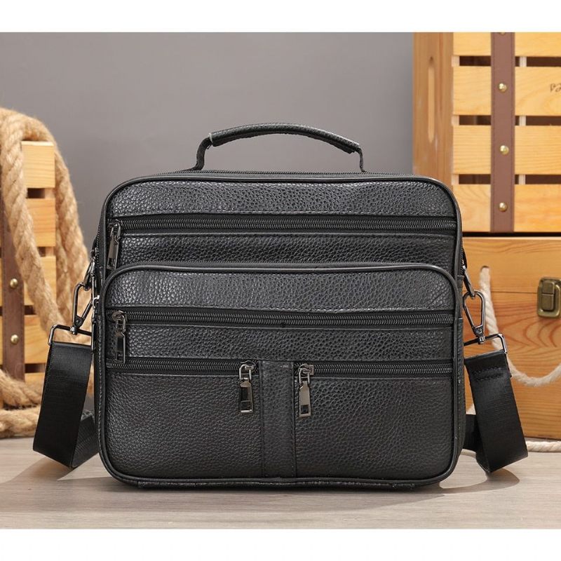 Bolsa Ombro Masculina Com Zíper Mensageiro Crossbody - Preto