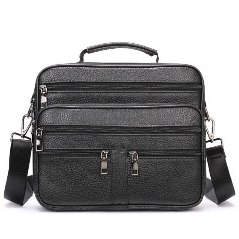 Bolsa Ombro Masculina Com Zíper Mensageiro Crossbody - Preto