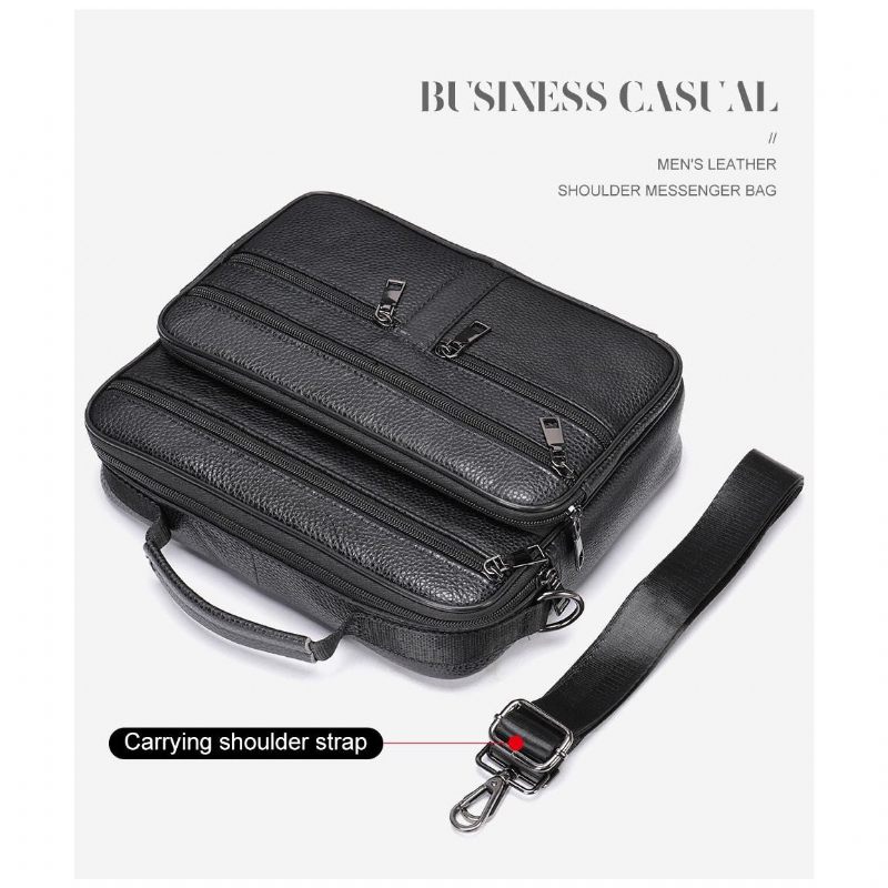 Bolsa Ombro Masculina Com Zíper Mensageiro Crossbody - Preto