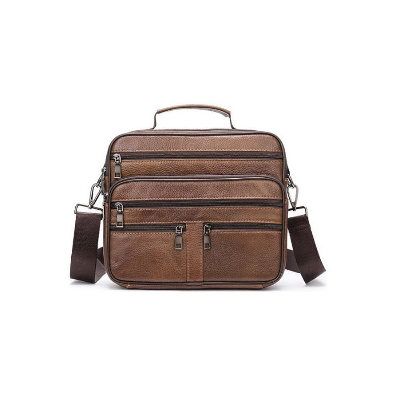 Bolsa Ombro Masculina Com Zíper Mensageiro Crossbody - Marrom