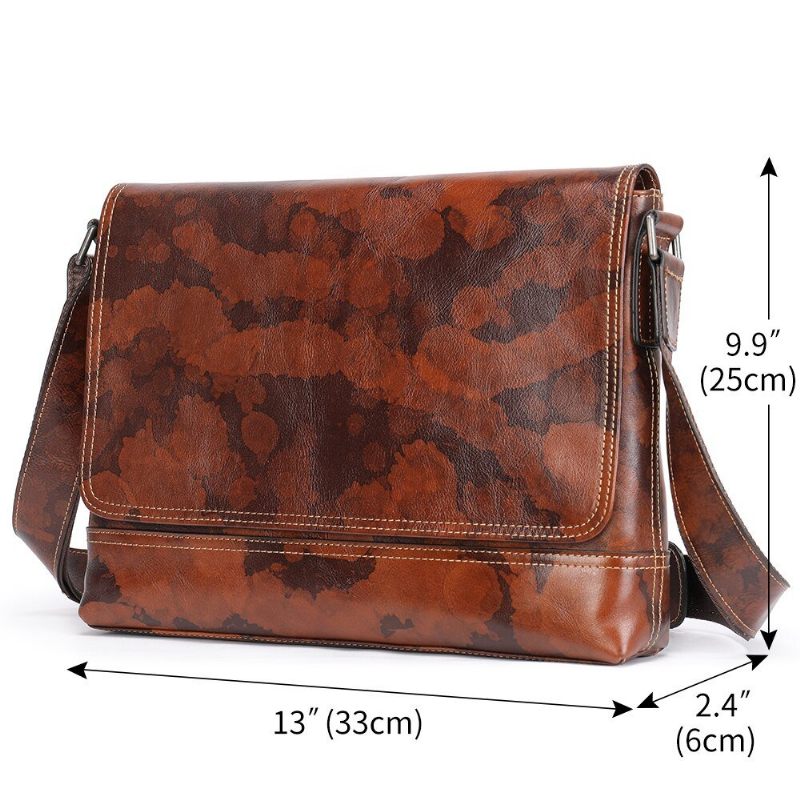 Bolsa Ombro Masculina Com Zíper Vintage Mensageiro Crossbody - Café