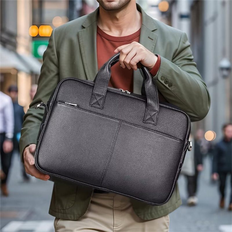 Bolsa Ombro Masculina Couro Cavalheiro Distinto - Preto1