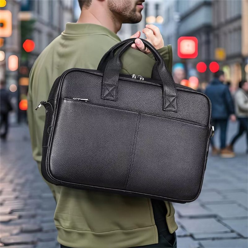 Bolsa Ombro Masculina Couro Cavalheiro Distinto - Preto1