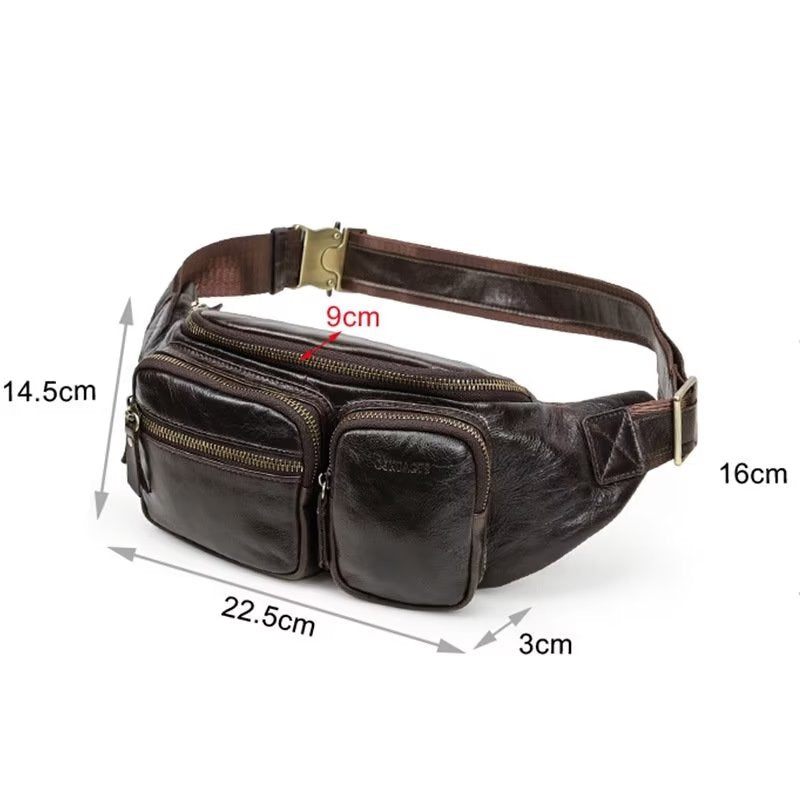 Bolsa Ombro Masculina Couro Genuíno Peito Crossbody - Café