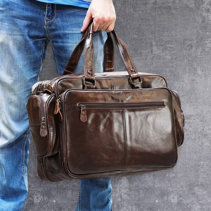 Bolsa Ombro Masculina Couro Luxo Para Laptop - Café