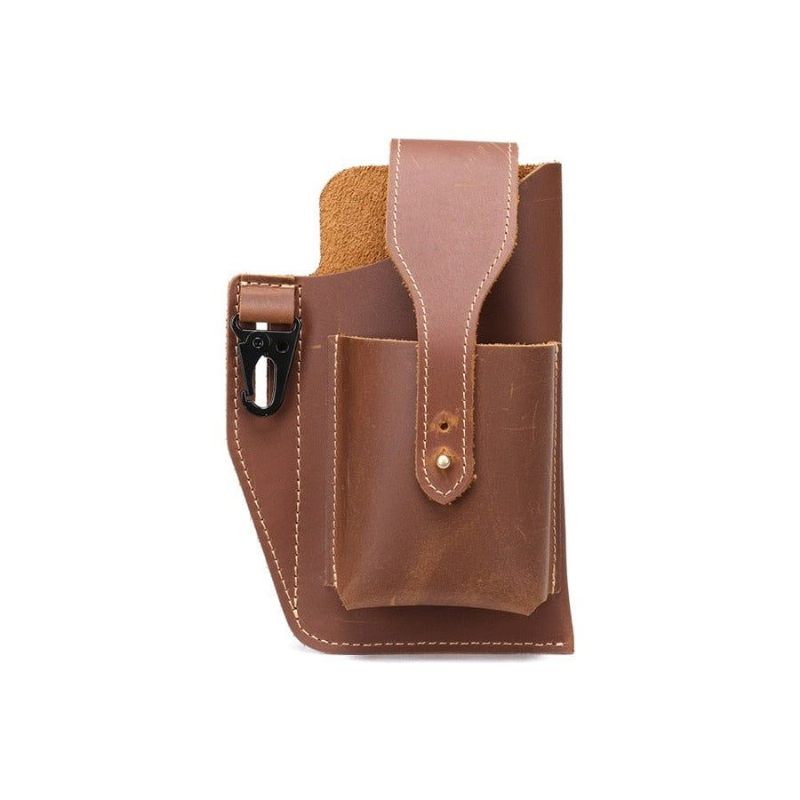 Bolsa Ombro Masculina Couro Para Telefone Mensageiro - Café