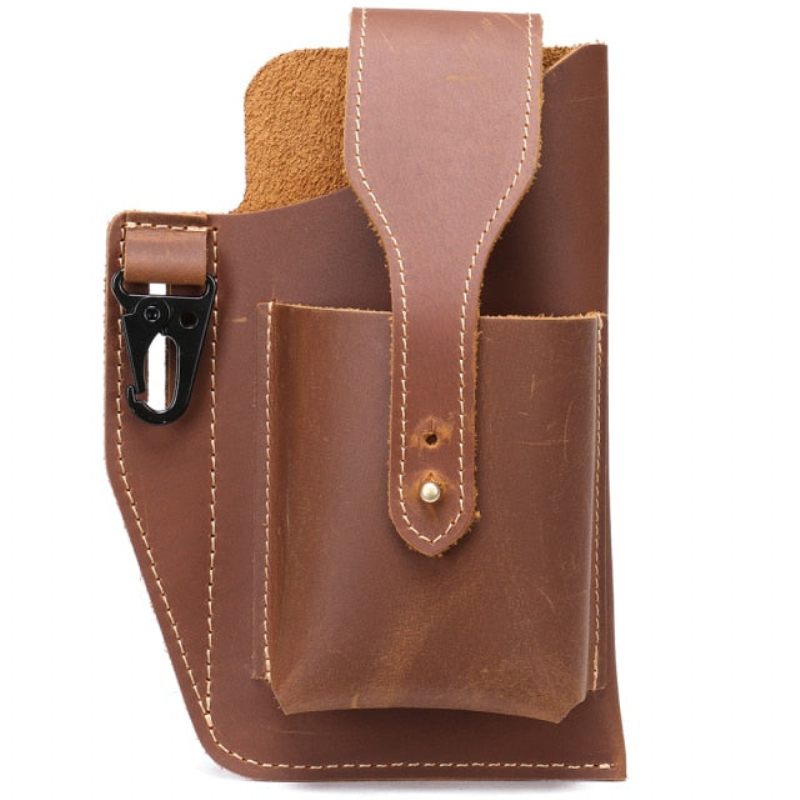 Bolsa Ombro Masculina Couro Para Telefone Mensageiro - Café