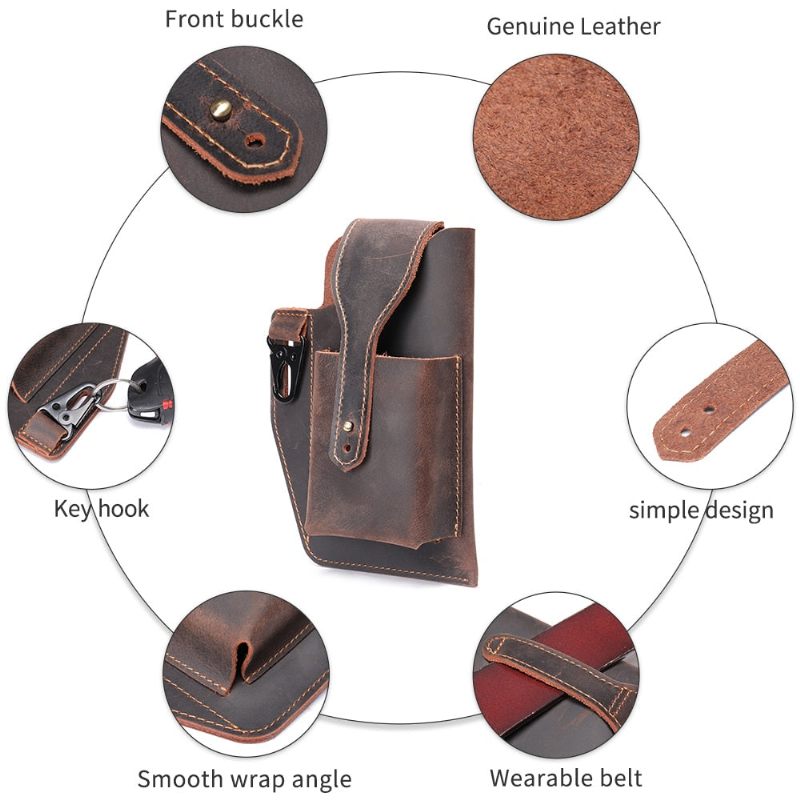 Bolsa Ombro Masculina Couro Para Telefone Mensageiro - Marrom