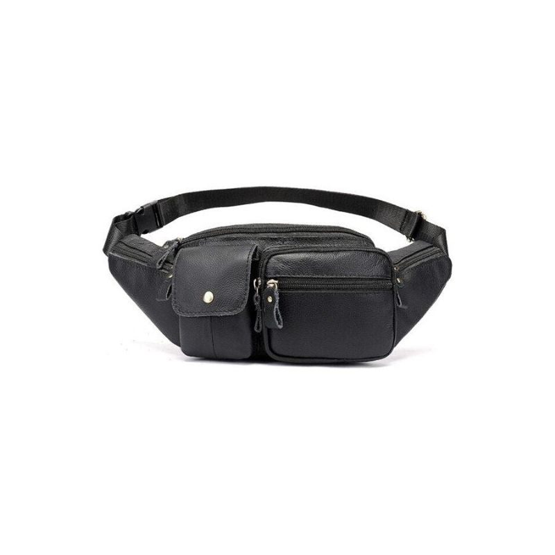 Bolsa Ombro Masculina Couro Requintado Dinheiro Cinto - Preto 2