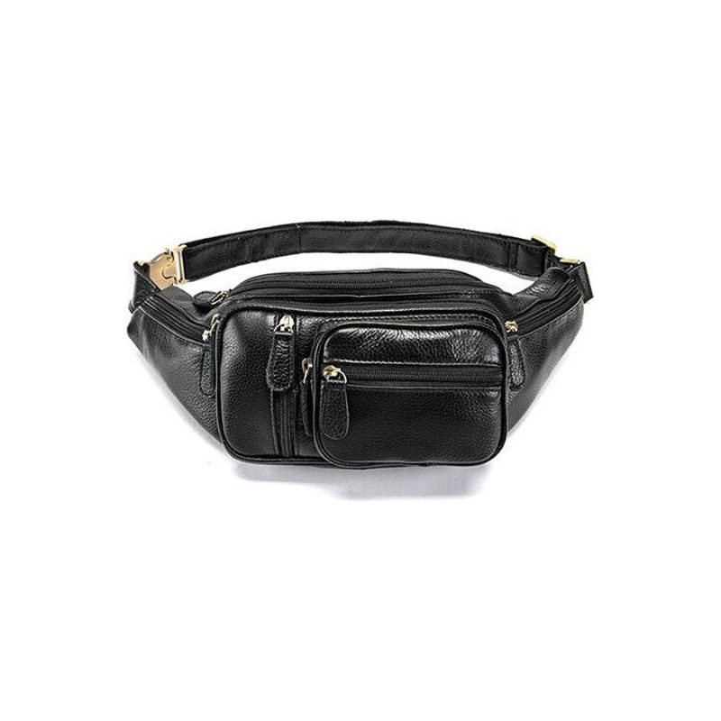 Bolsa Ombro Masculina Couro Requintado Dinheiro Cinto - Preto 3