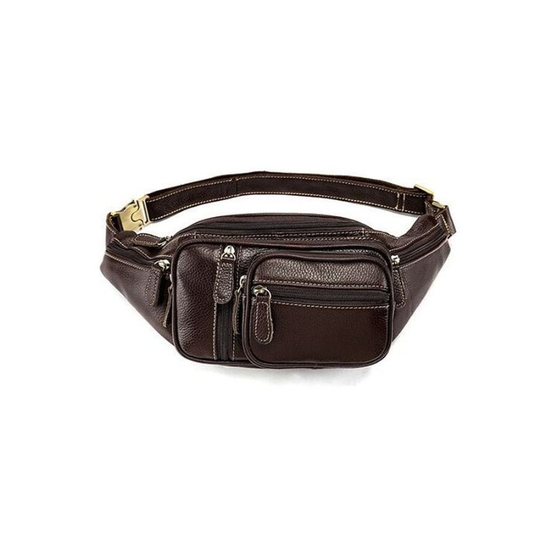 Bolsa Ombro Masculina Couro Requintado Dinheiro Cinto - Café 3