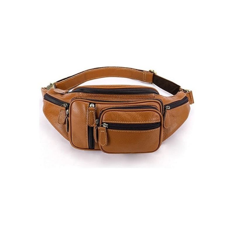 Bolsa Ombro Masculina Couro Requintado Dinheiro Cinto - Marrom