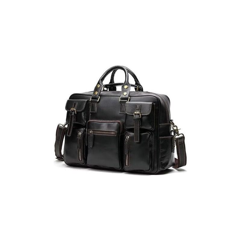 Bolsa Ombro Masculina Couro Vaca Viagem Luxuosa - Preto