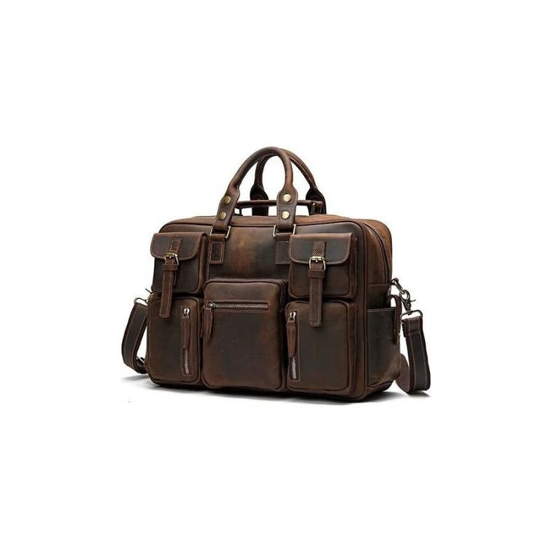 Bolsa Ombro Masculina Couro Vaca Viagem Luxuosa - Café