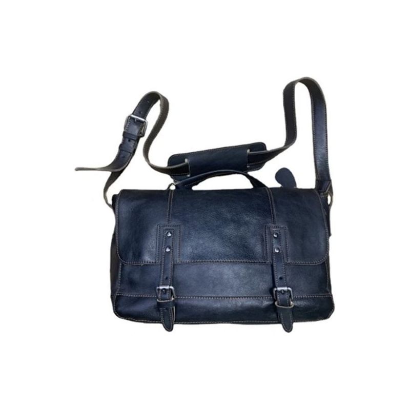 Bolsa Ombro Masculina Couro Vaca Viagem Luxuosa - Preto