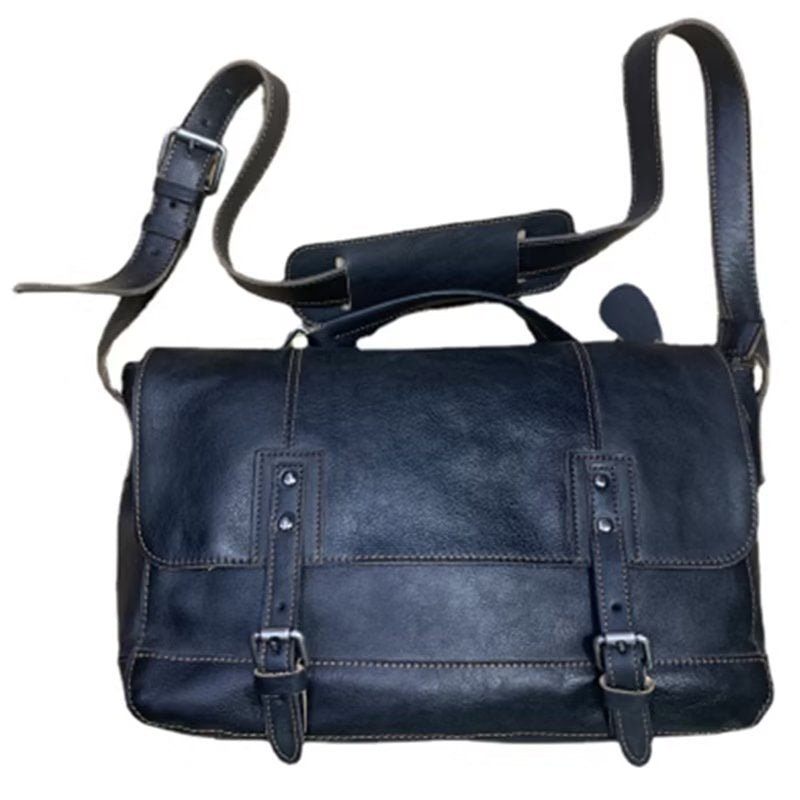 Bolsa Ombro Masculina Couro Vaca Viagem Luxuosa - Preto