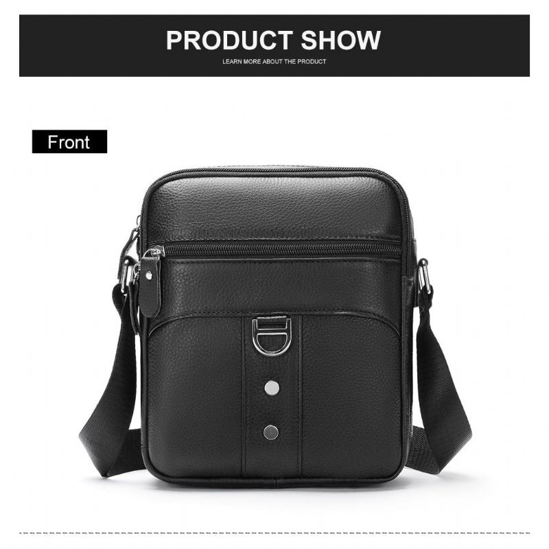 Bolsa Ombro Masculina Elegância Exótica Mensageiro Couro - Preto