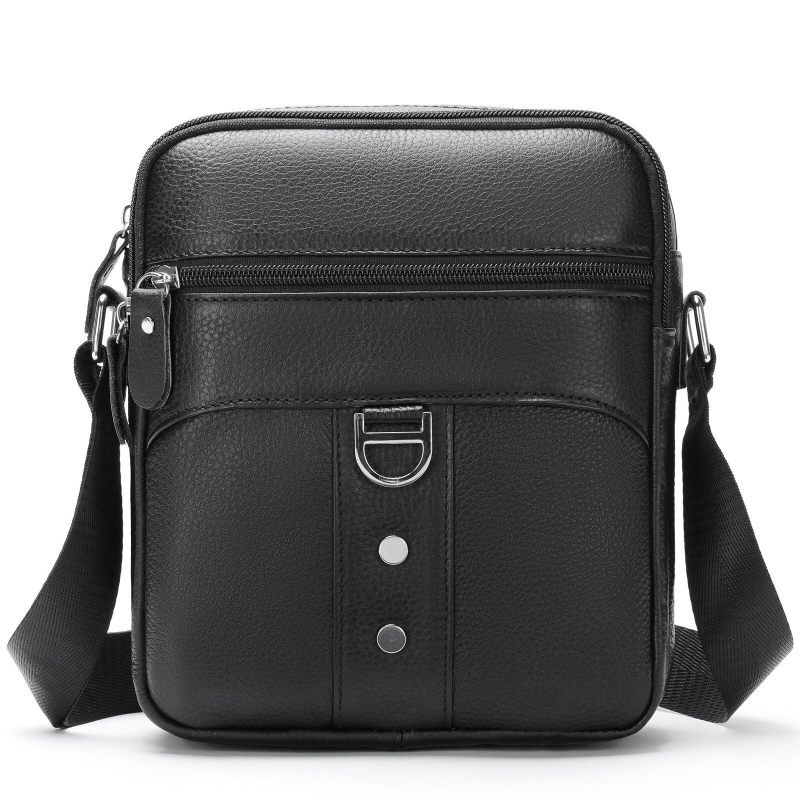 Bolsa Ombro Masculina Elegância Exótica Mensageiro Couro - Preto