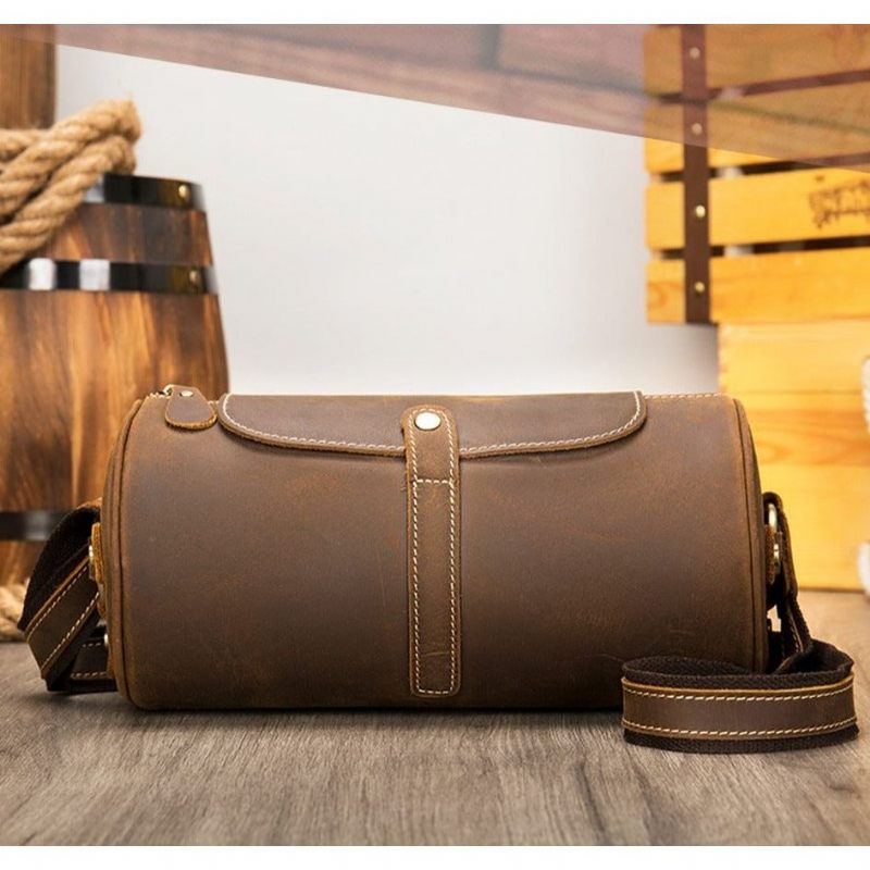 Bolsa Ombro Masculina Elegante Com Zíper Para Viagem Mensageiro Crossbody - Café