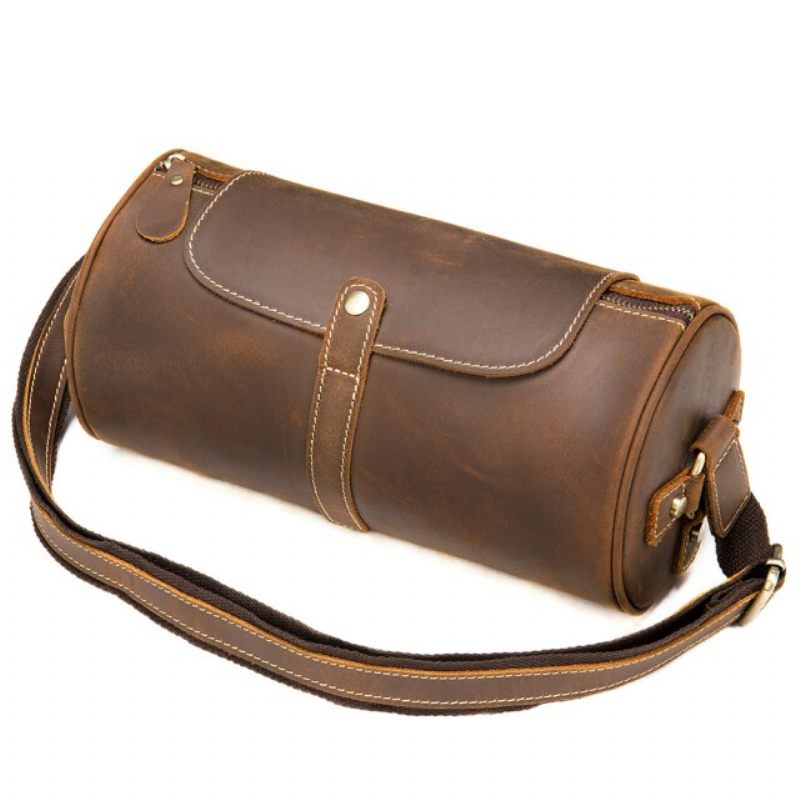 Bolsa Ombro Masculina Elegante Com Zíper Para Viagem Mensageiro Crossbody - Café