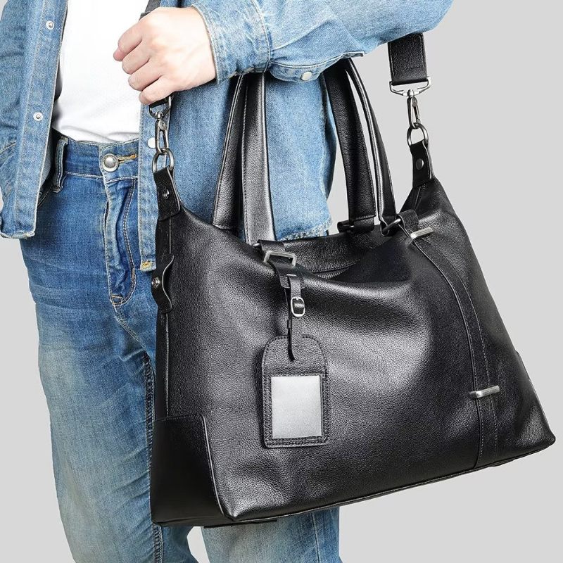 Bolsa Ombro Masculina Elegante Couro - Preto