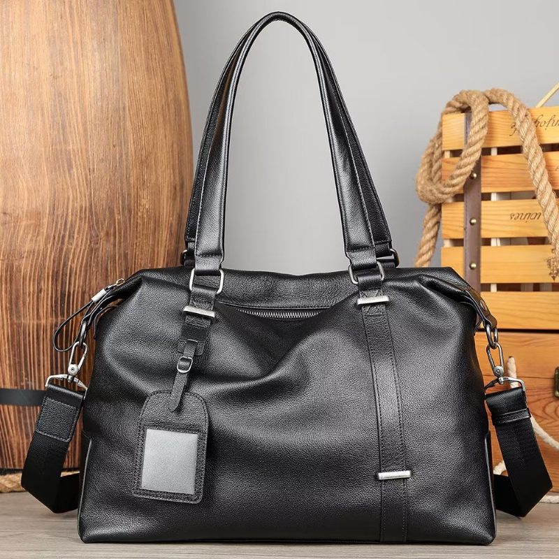 Bolsa Ombro Masculina Elegante Couro - Preto